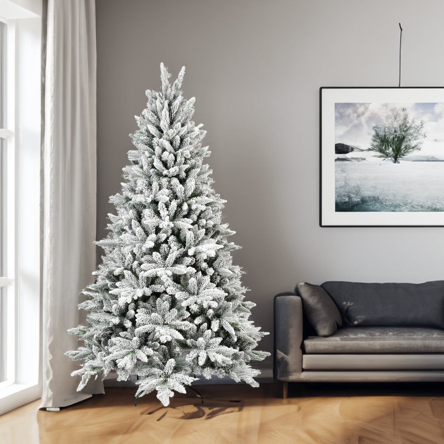 7FT PE&amp;PVC Flocked Christmas tree