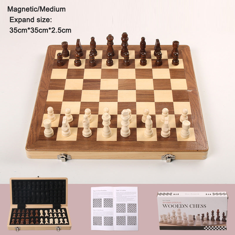 Magnetic Chess Folding Solid Wood Double Queen Set Chessboard Adult Board Game Children&