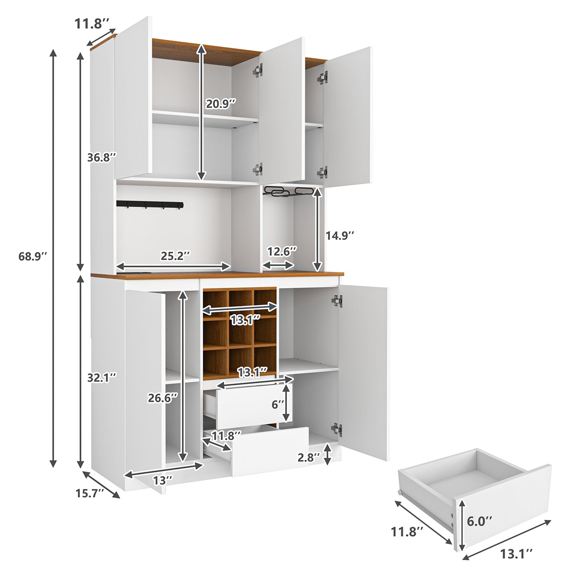 Farmhouse Coffee Bar Wine Cabinet ,68.89&