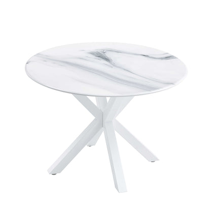 42.1 "White dining table for 4-6 people medieval dining table with circular Mdf tabletop leisure coffee table