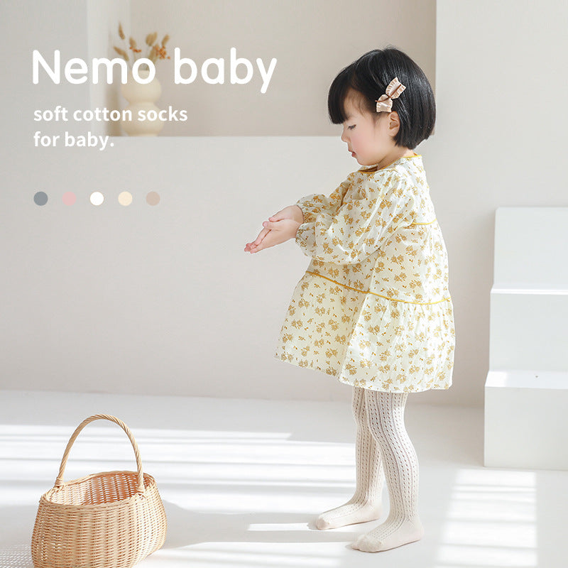Spring And Summer Baby Girl Leggings Combed Cotton Boneless One-Piece Socks Mesh Outer Wear Cute Thin Children&