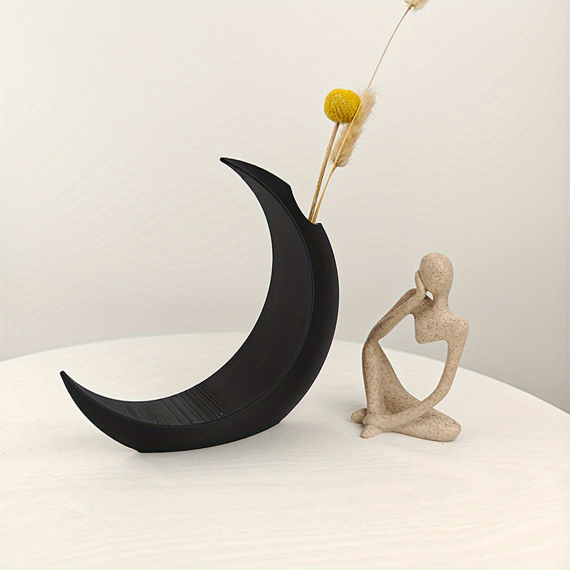 3D-printed Gothic Moon Vase, fits dried &amp; artificial flowers. A unique home decor and desktop charm, a great gift too.