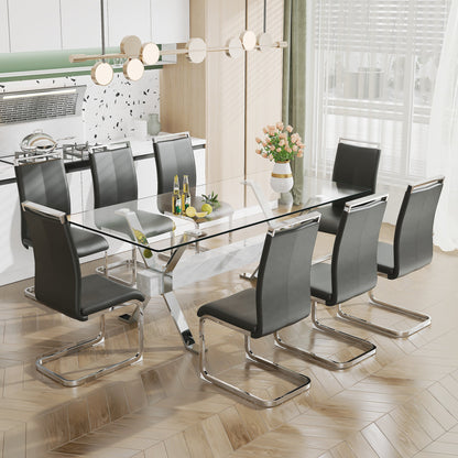 Dining table Modern tempered glass dining table 79 &
