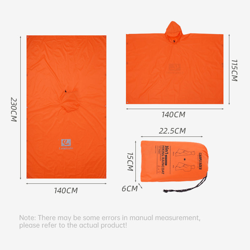 3 - in - 1 Waterproof Rain Poncho for Outdoor Use: Motorcycle, Camping, Hiking &amp; Travel
