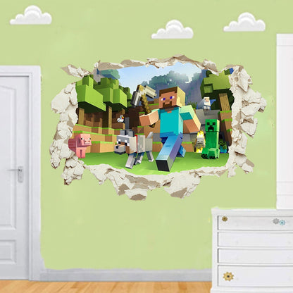Minecraft run away My World Wall Stickers Living Room Children&