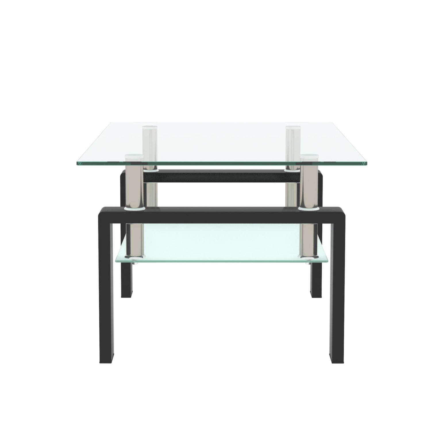Rectangle Black Glass Coffee Table Clear Coffee Table Modern Side Center Tables for Living Room Living Room Furniture