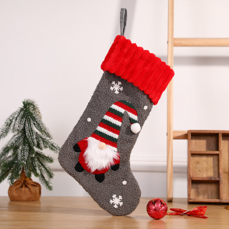 Christmas decorations, candy socks, embroidered Santa Claus socks, Christmas children&