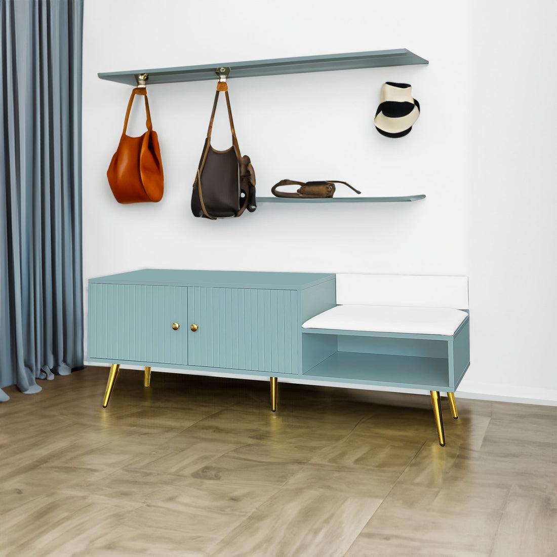 Shoe Storage Bench Tiffany Blue
