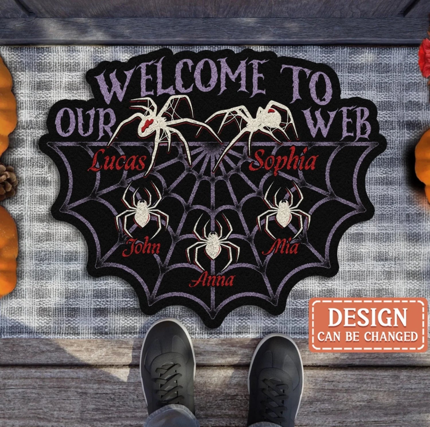 Personalized Horor Doormat - Gift Idea For Family - Up to 5 Kids - Welcome To Our Web