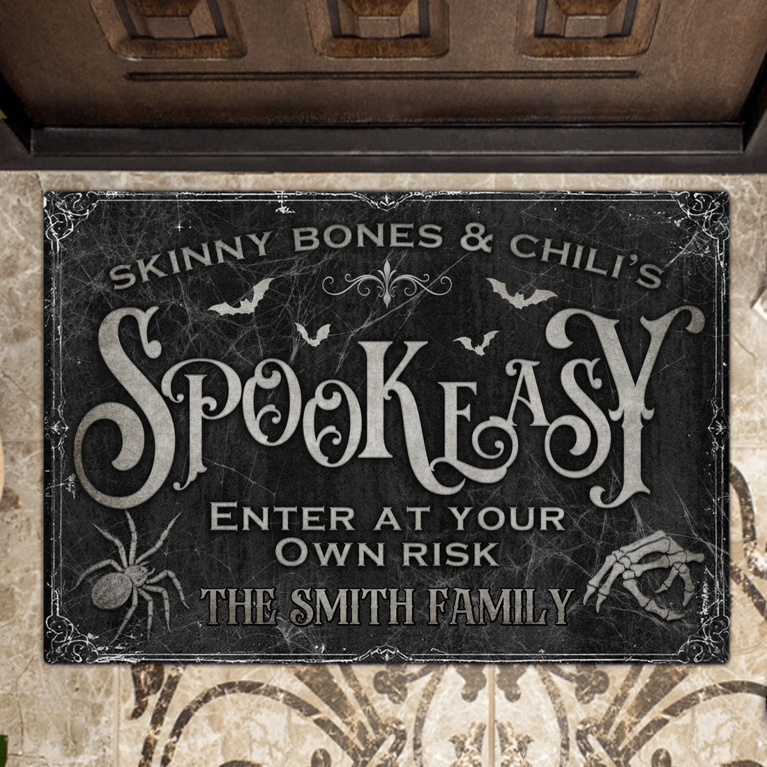 Personalized Spooky Doormat - Halloween Gift Idea For Family - Skinny Bones &amp; Chili&