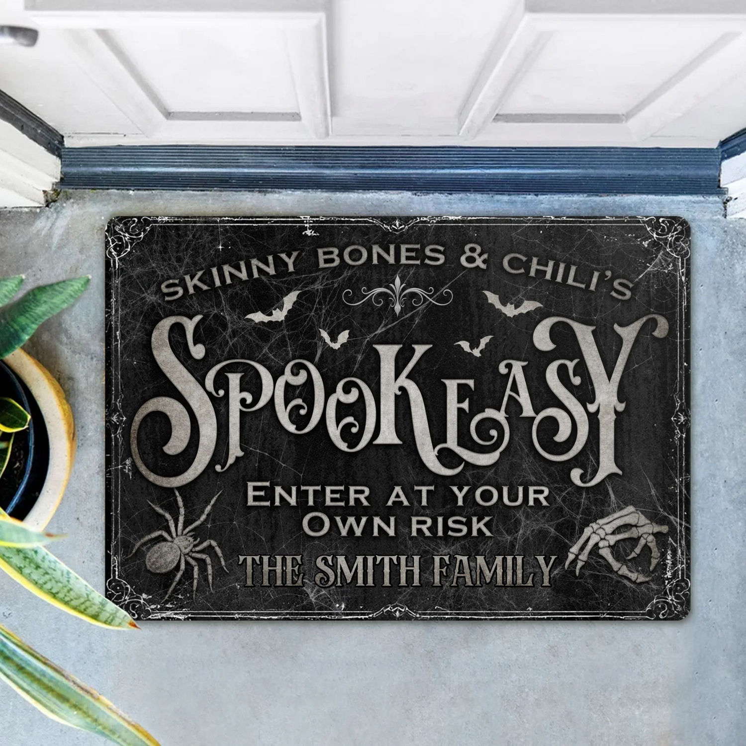 Personalized Spooky Doormat - Halloween Gift Idea For Family - Skinny Bones &amp; Chili&