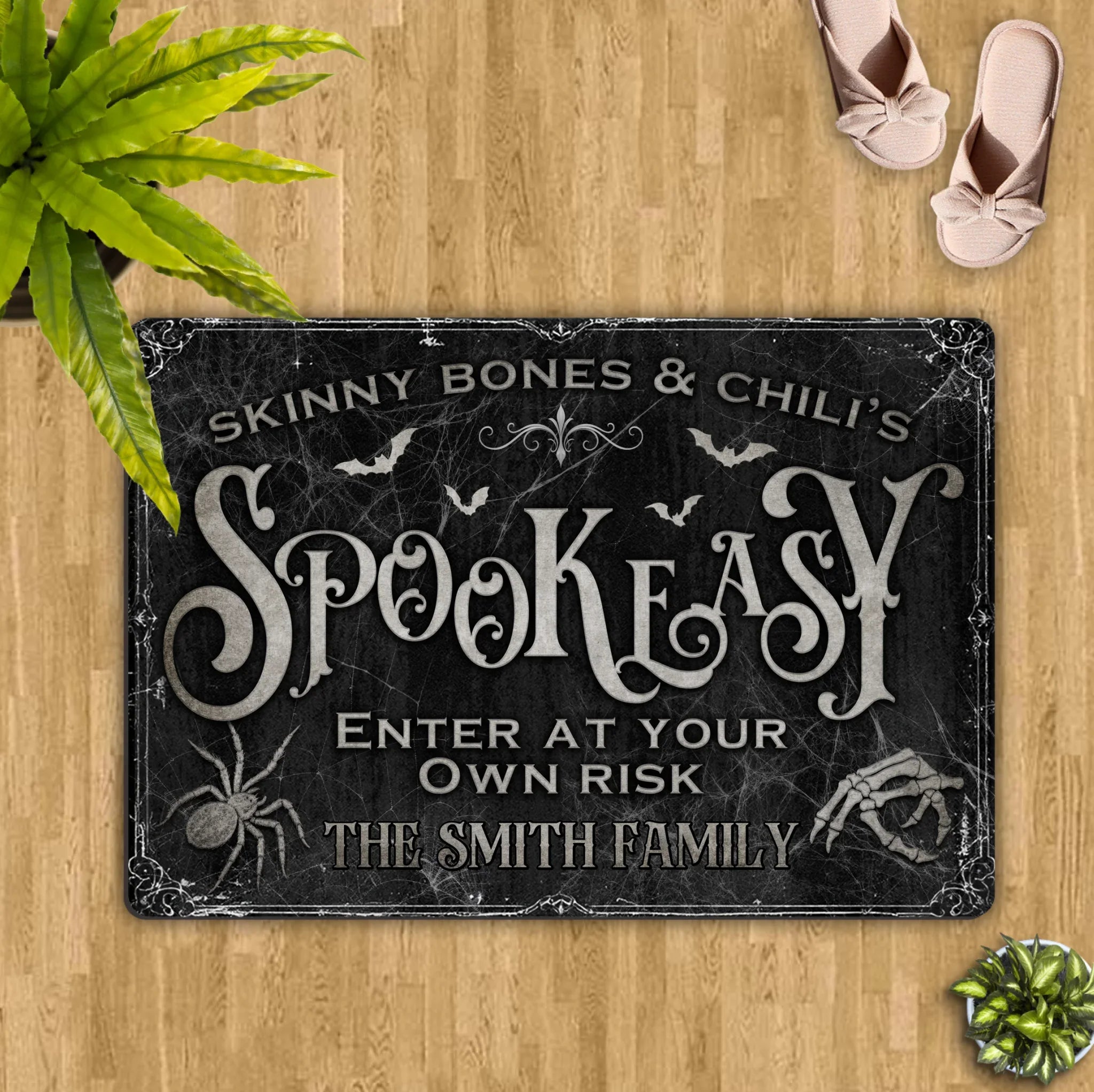 Personalized Spooky Doormat - Halloween Gift Idea For Family - Skinny Bones &amp; Chili&