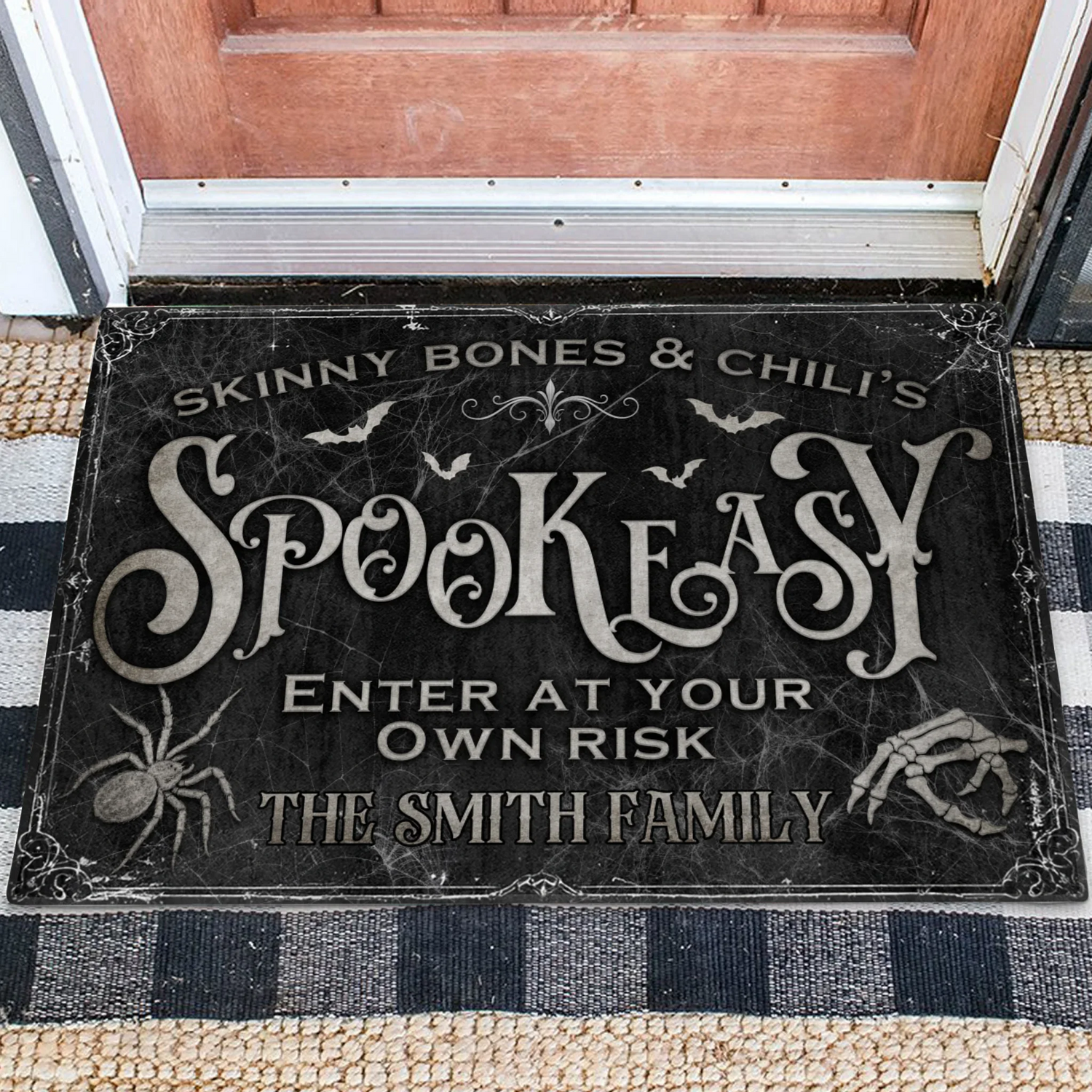 Personalized Spooky Doormat - Halloween Gift Idea For Family - Skinny Bones &amp; Chili&