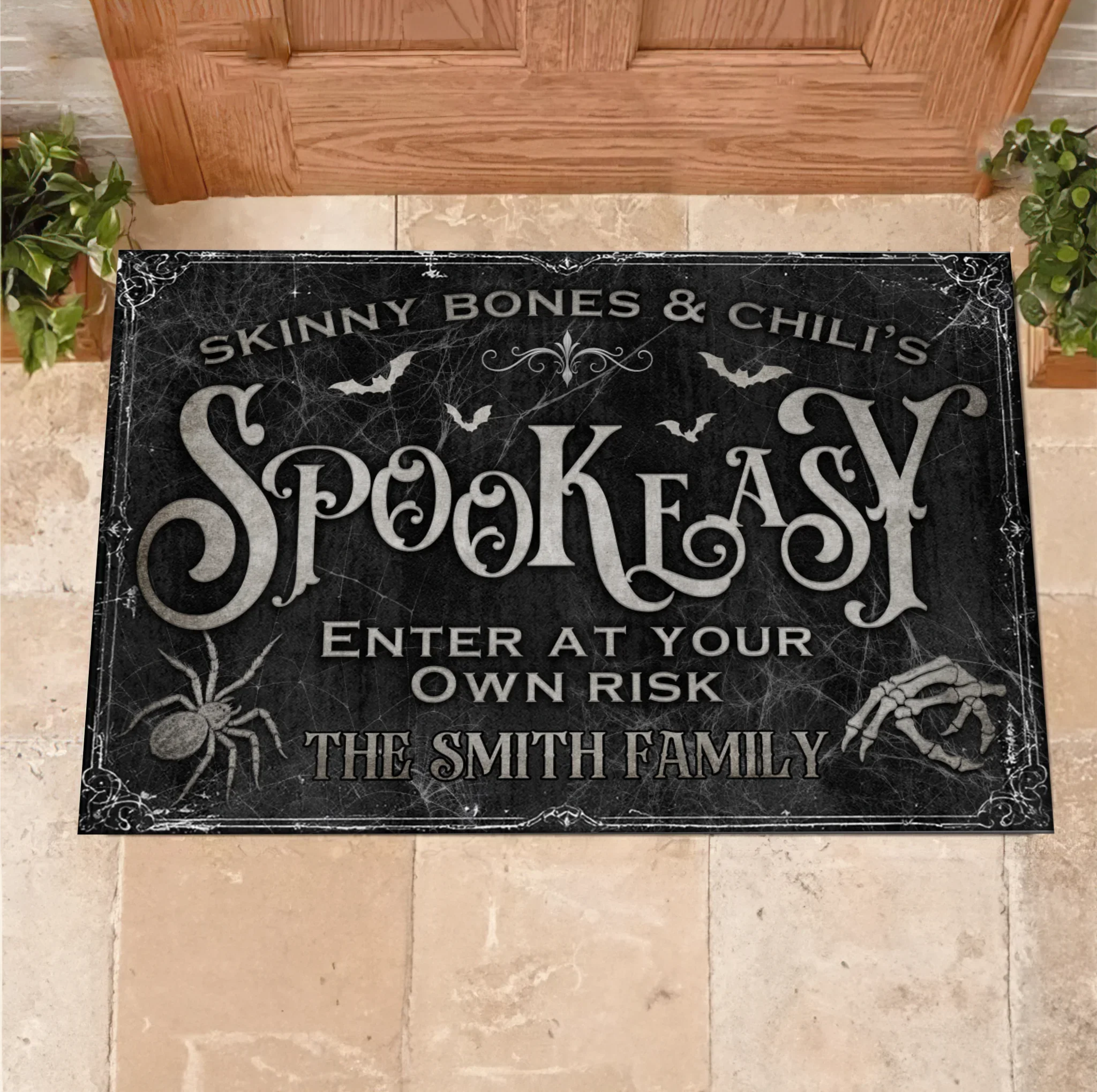 Personalized Spooky Doormat - Halloween Gift Idea For Family - Skinny Bones &amp; Chili&