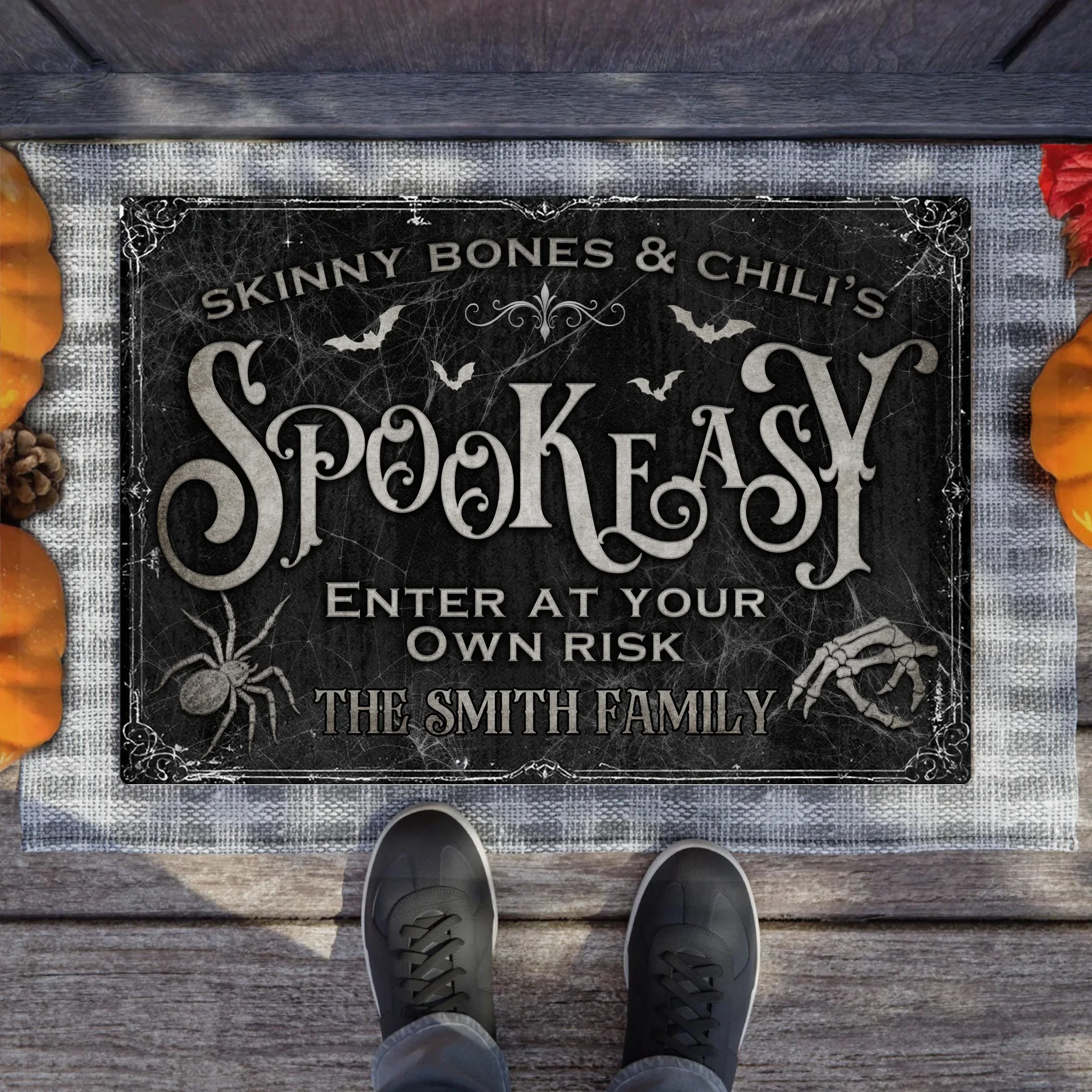 Personalized Spooky Doormat - Halloween Gift Idea For Family - Skinny Bones &amp; Chili&