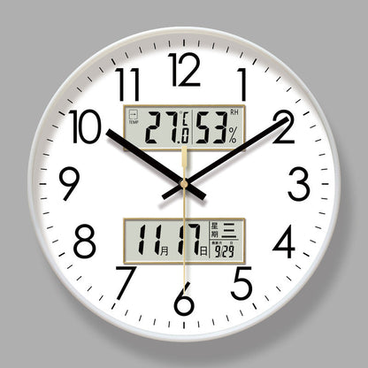 2025 New 10/12/14 - inch Electronic Calendar Wall Clock. Monitors temp &amp; humidity. Dual - display. Mute. Quartz movement.
