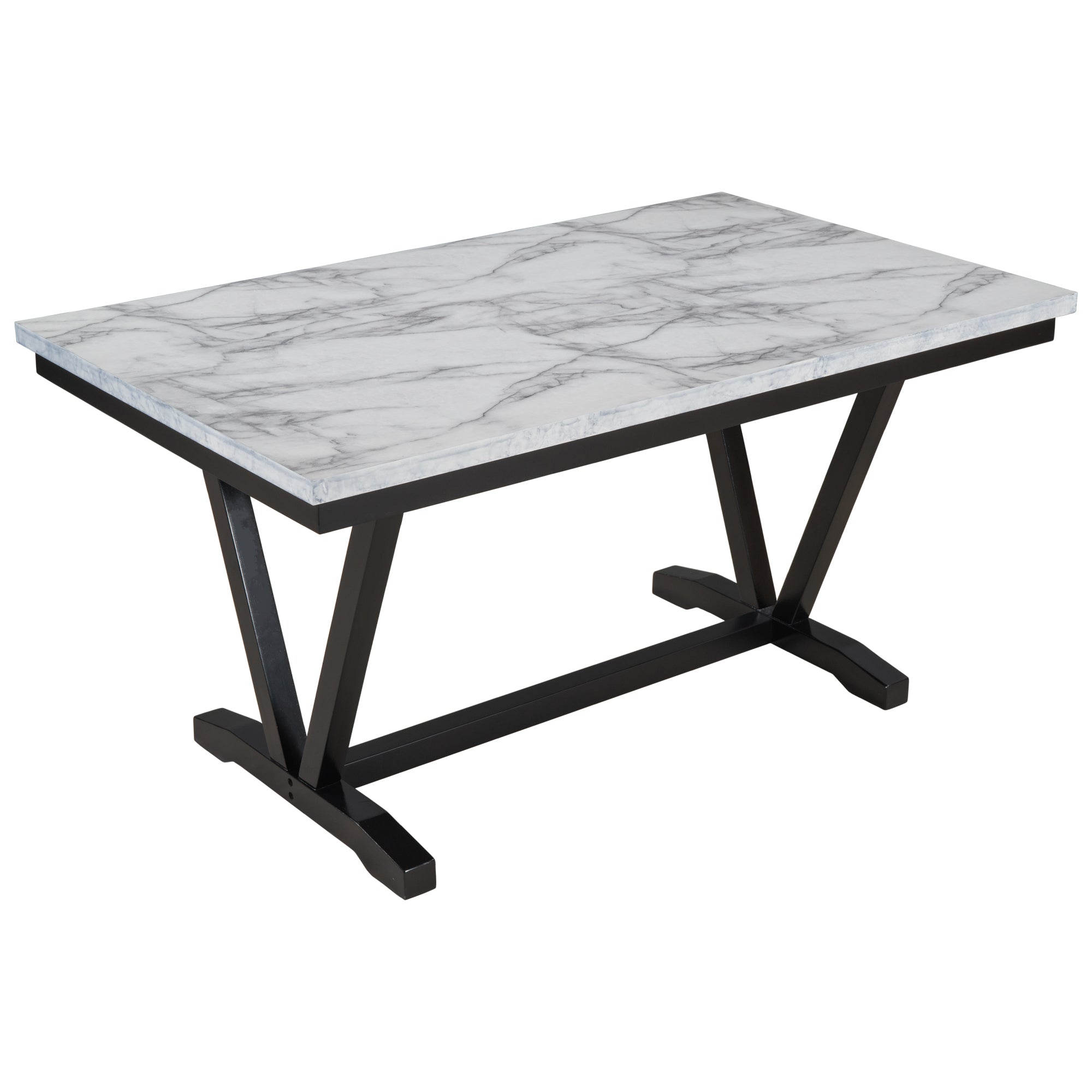 TREXM Modern Style 6-piece Dining Table with 4 Chairs &amp; 1 Bench (White)