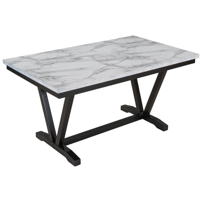 TREXM Modern Style 6-piece Dining Table with 4 Chairs &amp; 1 Bench (White)