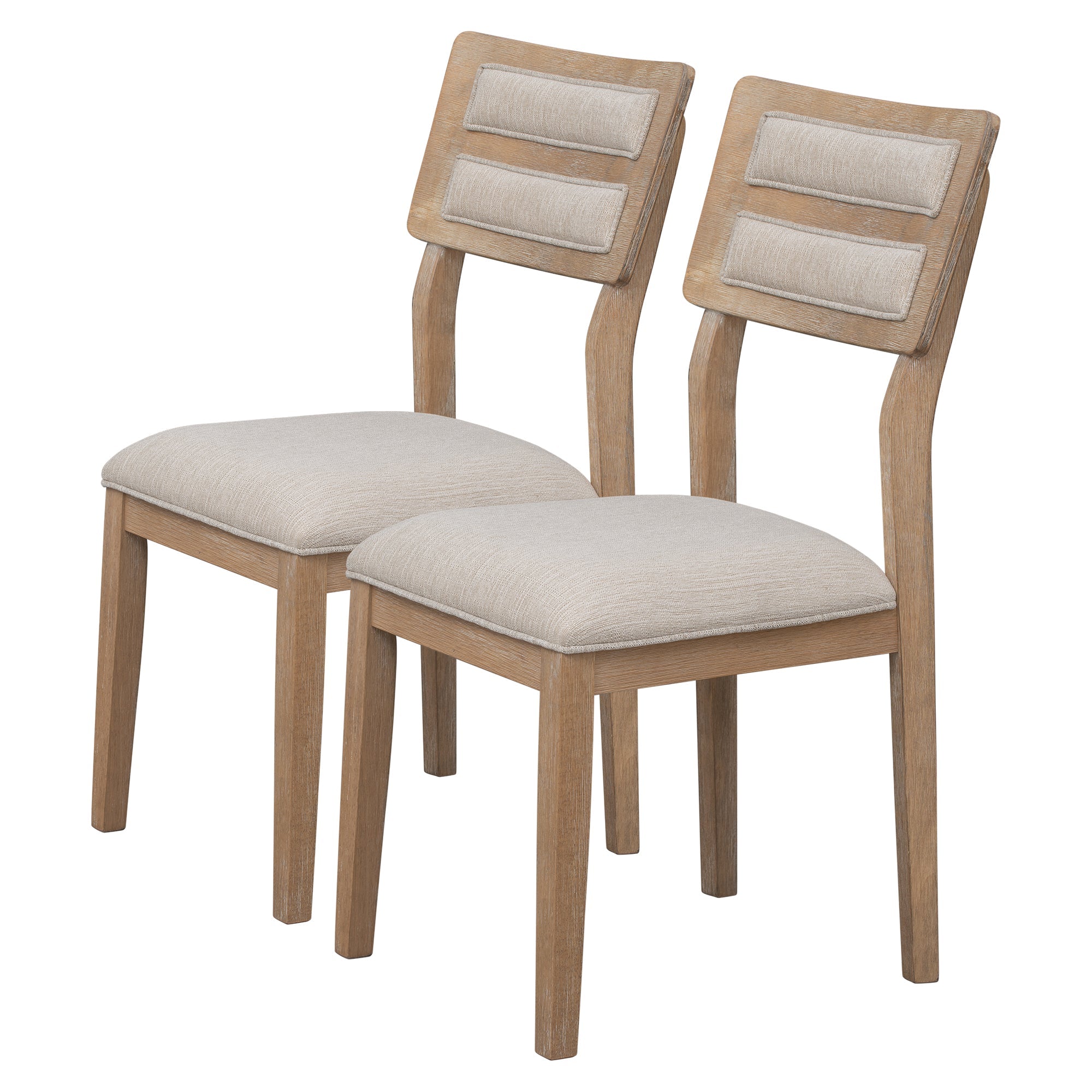 TREXM Classic and Traditional Style 6 - Piece Dining Set, Includes Dining Table, 4 Upholstered Chairs &amp; Bench (Natural Wood Wash）