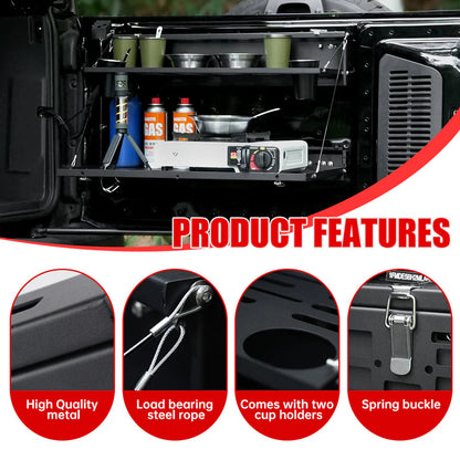 Tailgate Table &amp; MOLLE Panel For Ford Bronco(2021-2024) - 2-Tier Camping Rack