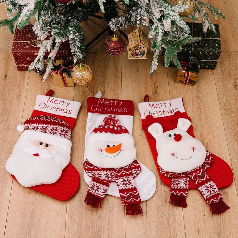 Christmas Decorative Socks 3D Elderly Elk Knitted Socks Children&