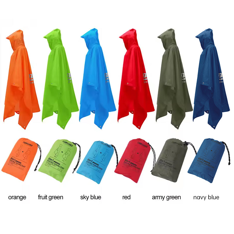 3 - in - 1 Waterproof Rain Poncho for Outdoor Use: Motorcycle, Camping, Hiking &amp; Travel