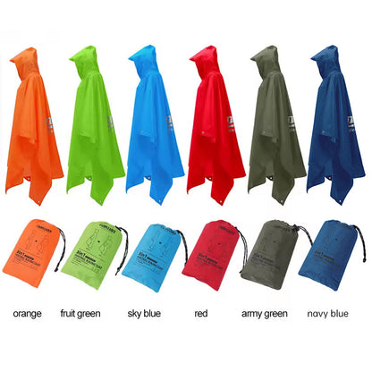 3 - in - 1 Waterproof Rain Poncho for Outdoor Use: Motorcycle, Camping, Hiking &amp; Travel