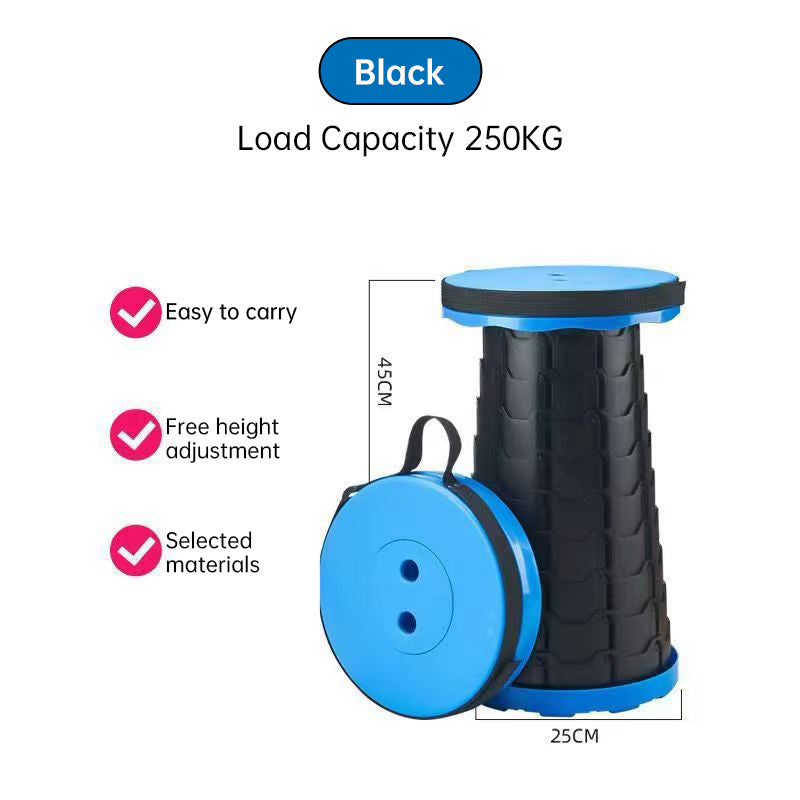 400lbs Capacity Heavy - Duty Folding Stool. Collapsible, Telescoping, Portable. Ideal for Camping &amp; Fishing.