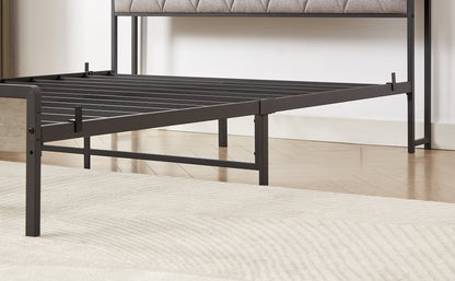 Bed frame with charging station full size, Grey, 83.1&