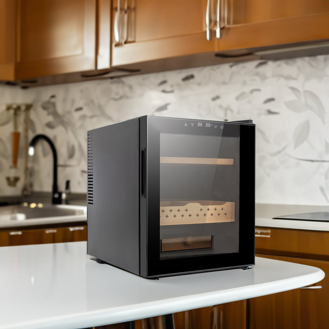 50L Cigar Humidors with 3-IN-1 Cooling, Heating &amp; Humidity Control, 250 Counts Capacity Cigar Humidor Humidifiers with Constant Temperature Controller