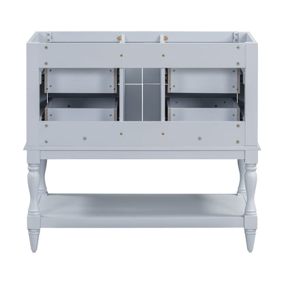 36" Bathroom Vanity Cabinet without Sink Standing Vanity Set with 4 Drawers&amp; Soft Closing Doors Blue (NOT INCLUDE BASIN SINK)