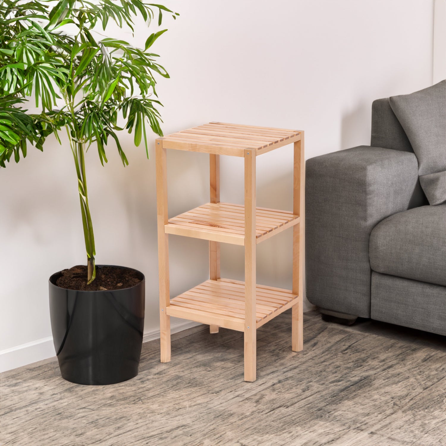 3-Tier Birch Bathroom Shelf, Narrow Shelving Unit, Multifunctional Storage Rack, Corner Rack, for Kitchen, Living Room