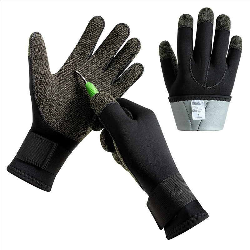 3/5mm Thick Kevlar Diving Gloves. Scratch-proof, for fish hunting, deep dive, spearfishing &amp; skiing.