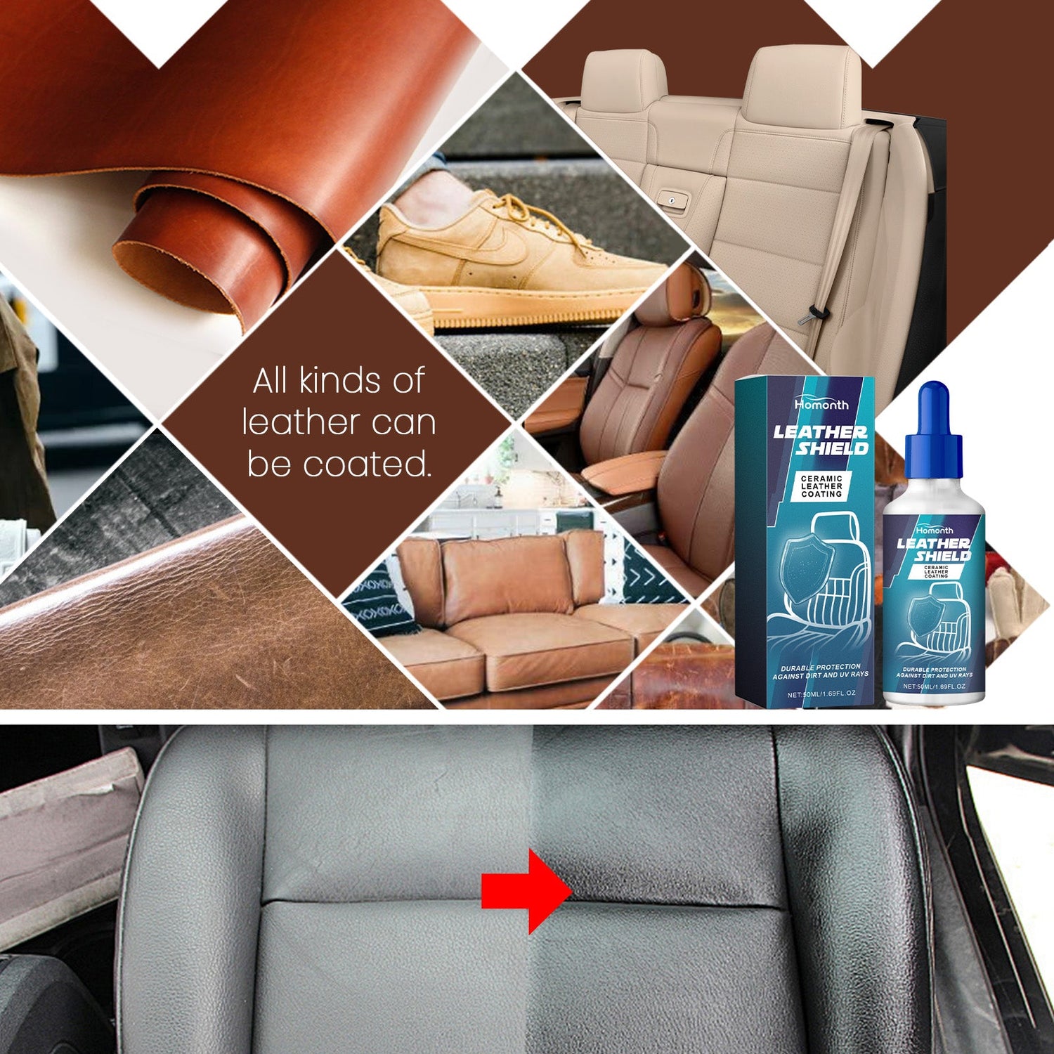 Ceramic Leather Coating, Automotive Interior Seat Leather Protection Refurbished Bright Curing Coating Liquid