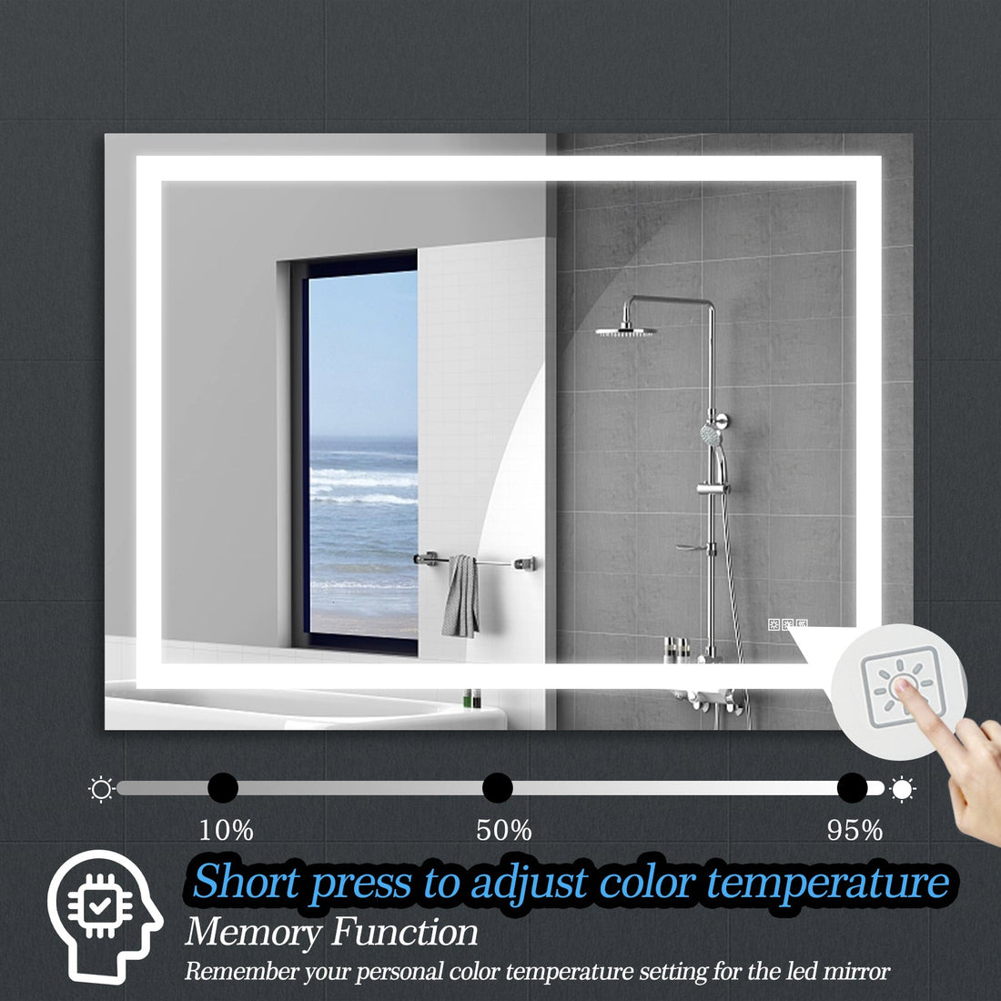 LED Bathroom Mirror 48x 36 Inch with lights, anti-Fog &amp; Dimming Led Bathroom Vanity Mirror