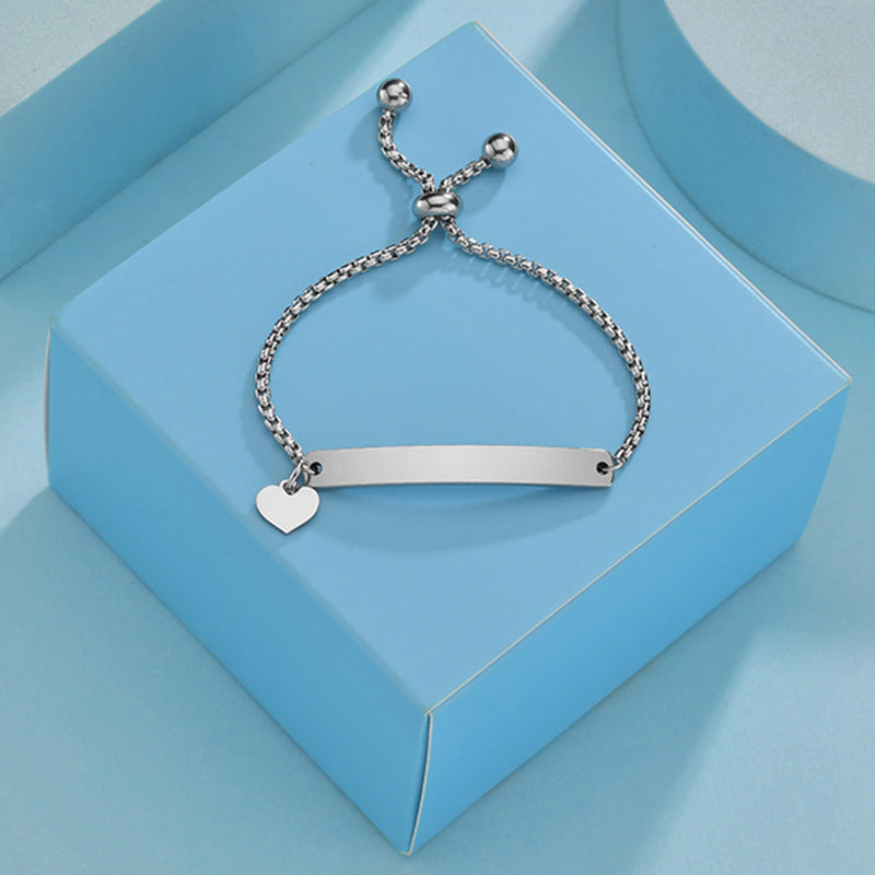 Stainless steel personalized engraved three color curved bracelet simple and personalized women&