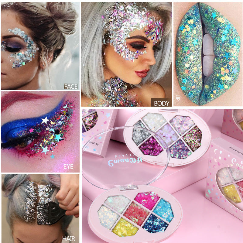 CmaaDu Seven-color glue-free sequins diy eye shadow gel diamond bride children&