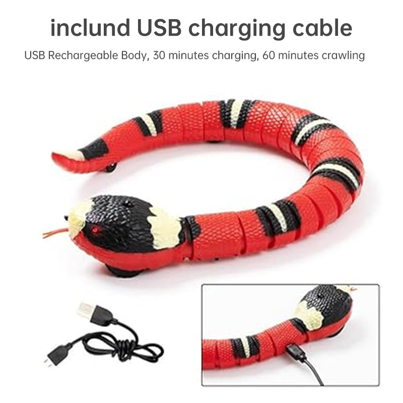 USB Rechargeable Interactive Cat Toy with Smart Sensing, an Automatic Electronic Snake for Kittens&