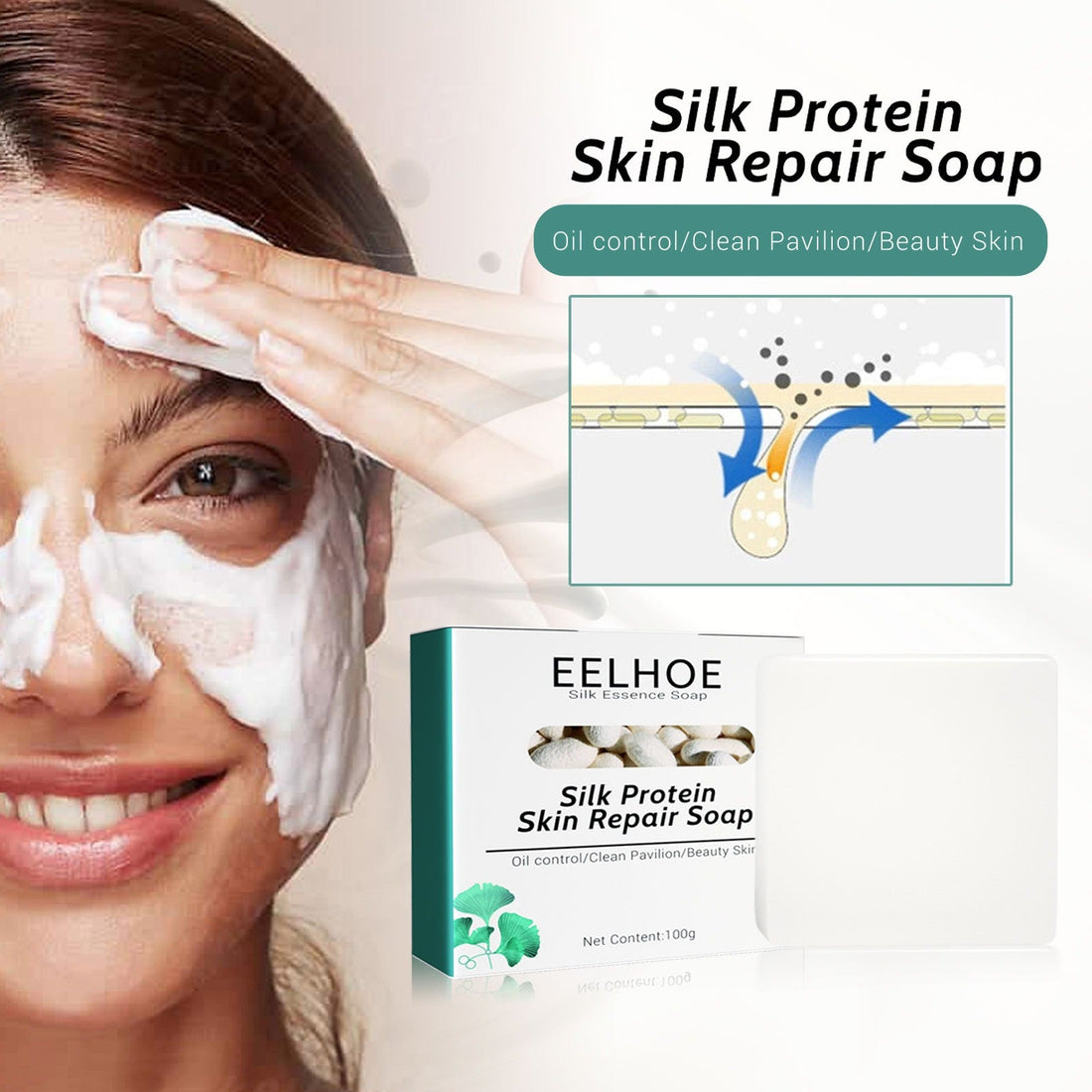 EELHOE Silk Goat Milk Hand Soap Deep Cleansing&amp;Repairing Skin Moisturizing&amp;Tender Silk Goat Milk Cleansing Soap