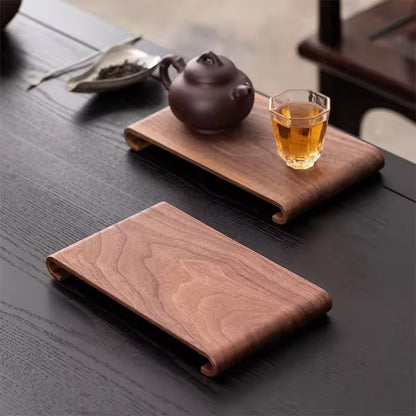 Retro - style Walnut Tea Tray, Wooden Soap - scented Candle Holder, Household Grocery Desktop Storage Box &amp; Decorative Plate