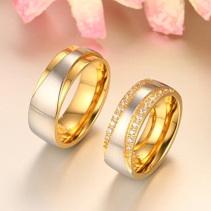 Vnox Wedding Rings for Women Men Promise Lover Valentine&