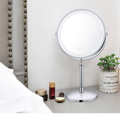 Dual sided 8" USB Wireless 1X&amp;10X Rechargeable Vanity makeup mirror with lights
