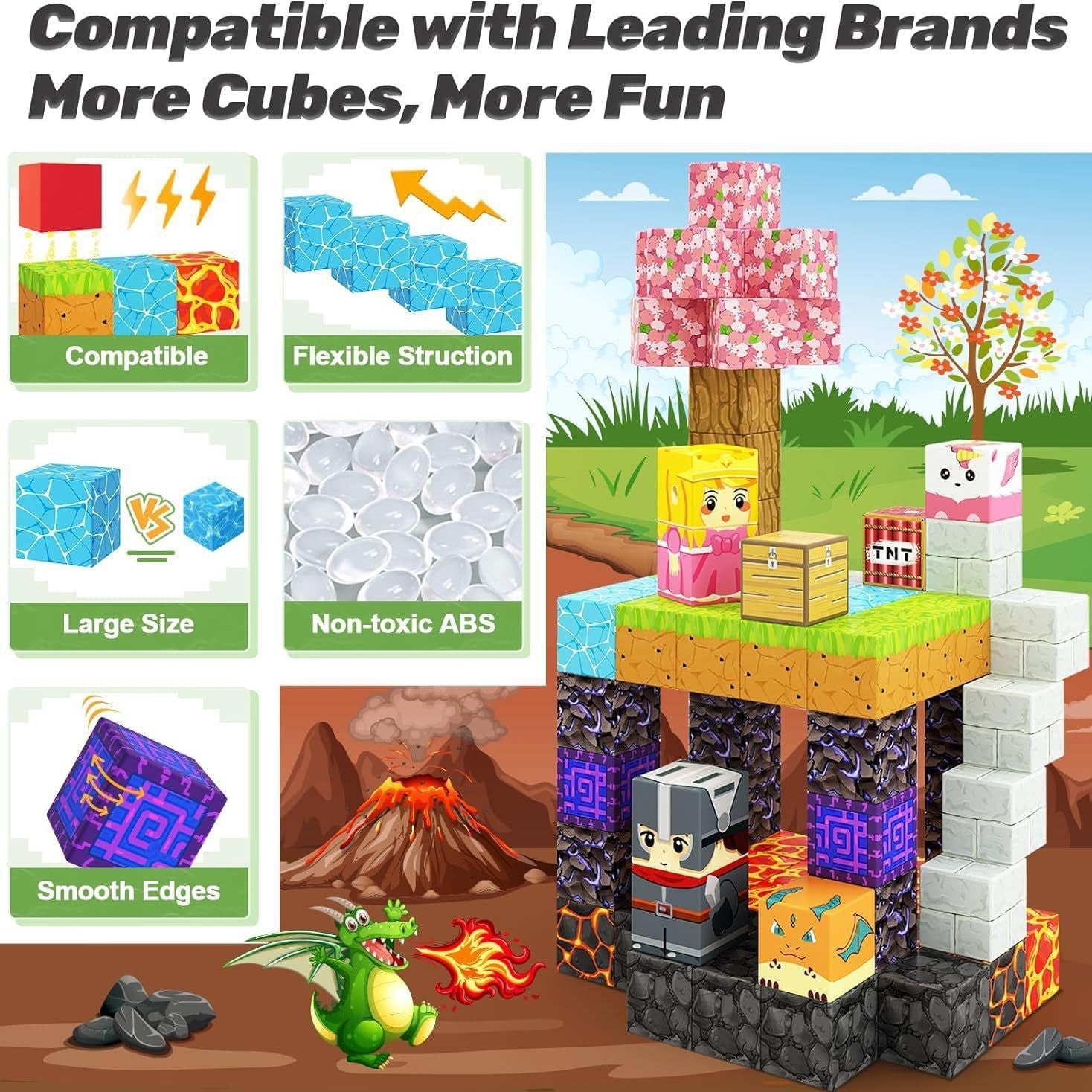My Building World Magnetic Cube DIY Cherry Blossom Mountain Children&