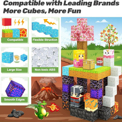 My Building World Magnetic Cube DIY Cherry Blossom Mountain Children&