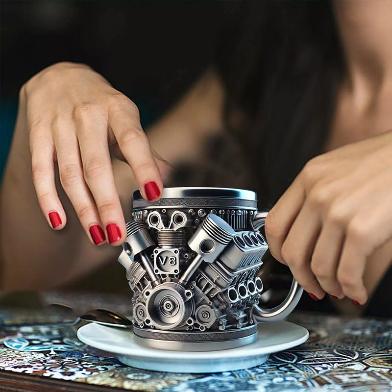 3D Engines - designed Stainless Steel Mug. Ideal for coffee/beer, a fun home &amp; office drinking accessory.