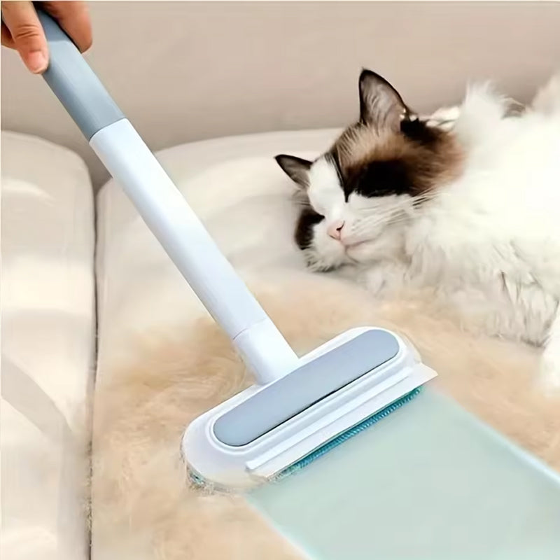 3-in-1 Pet Hair Remover Brush: Long-handle window &amp; pet fur cleaning tool for cat/dog hair.