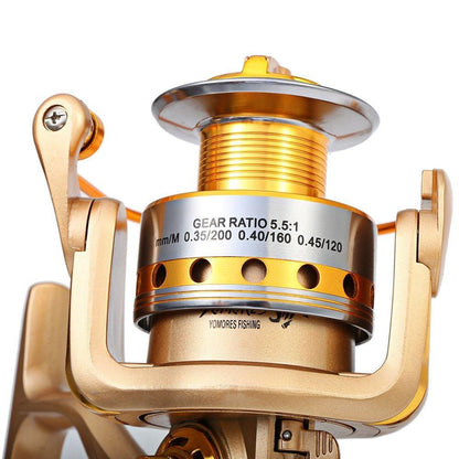 YUMOSHI HF 1000 - 7000 Fishing Reel Metal Spool Spinning Fishing Reels Folding Arm 10-Ball Bearing 5.5 : 1 Fly