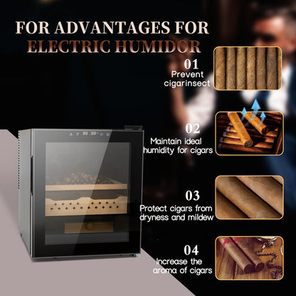 50L Cigar Humidors with 3-IN-1 Cooling, Heating &amp; Humidity Control, 250 Counts Capacity Cigar Humidor Humidifiers with Constant Temperature Controller