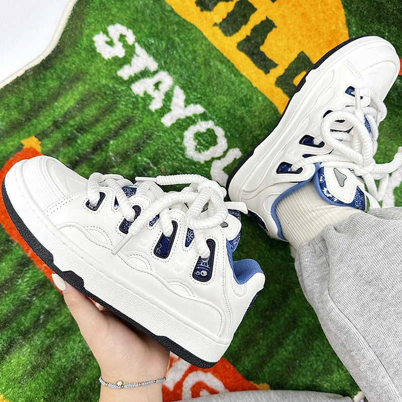 National trendy white shoes for men niche trendy thick soled sports sneakers for women
