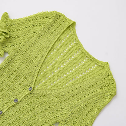 Spring New  Style Round Neck Solid Color Loose Knit Sweater for Women